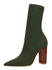 Bottines à Talons Hautes Hiver Femmes à Cuir Synthétique en Crôute Elastique avec Bout Pointu Uncolore