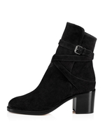 Bottines à Talons Hauts à Zip en Cuir Synthétique Unicolore