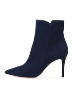 Bottines à Talons Hauts à Zip en Cuir Synthétique Unicolore
