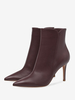 Bottines à Talons Hauts à Zip en Cuir Synthétique Unicolore
