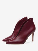 Bottines à Talons Hauts à Zip en Cuir Synthétique Unicolore