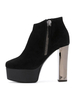 Bottines à Talons Hauts à Zip en Cuir Synthétique Unicolore