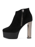 Bottines à Talons Hauts à Zip en Cuir Synthétique Unicolore