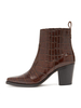 Bottines à Talons Hauts à Zip en Cuir Synthétique Unicolore