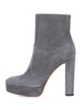 Bottines à Talons Hauts avec Plateforme à Zip en Cuir Synthétique Unicolore