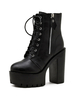 Bottines à Talons Hauts avec Plateforme Hiver Femme à Cuir Synthétique à Lacets avec Bout Rond à Zip Noir Unicolore Bottines Femme