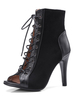 Bottines à talons hauts en daim bout ouvert lacets Bottines à talons hauts Sandal Boot