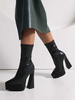 Bottines à Talons Hauts Femme avec Bout Rond Imprimés Bicolores