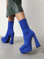 Bottines à Talons Hauts Femme avec Bout Rond Unicolore
