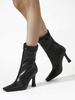 Bottines à Talons Hauts Femmes en Cuir Synthétique avec Bout Pointu Fausse Fourrure Synthétique Bottine Femme