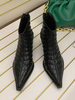Bottines à Talons Hauts Fins Hiver Femme à Cuir Synthétique Cousu Carreaux avec Bout Pointu Unicolore Bottines Femme