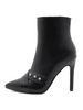 Bottines à Talons Hauts Fins Hiver Femme à Cuir Synthétique Décoration avec Boucles Noir avec Bout Pointu Unicolore Bottines Femme