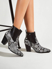 Bottines à Talons Hauts Hiver Femme à Cuir Synthétique Imprimé Animal avec Serpent avec Bout Pointu Bicolore Bottines Femme