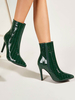 Bottines à Talons Hauts Hiver Femme à Cuir Synthétique Imprimé Animal Vernis avec Bout Pointu Vert Unicolore Bottines Femme