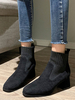 Bottines à Talons Hauts Hiver Femme en Maille Cotelés Unicolore avec Bout Carré Bottines Femme