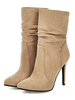 Bottines à Talons Hauts Hiver Fins Femme à Cuir Synthétique en Croûte Unicolore avec Bout Pointu Bottines Femme