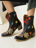 Bottines à Talons Hauts Imprimés Fleuries