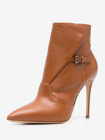 Bottines à talons hauts marron bottines à bout pointu avec détail de boucle