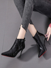 Bottines à Talons Noir Vernies à Talons Hauts Fins Femme avec Imprimé animalier à Cuir Synthétique avec Bout Pointu Bottines Femme