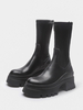 Bottines À Talons Épais Bout Rond Chaussures Femmes
