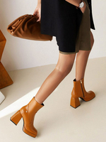 Bottines à talons épais et bout carré pour femmes