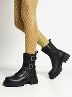 Bottines à talons épais et bout rond avec détails en métal pour femmes