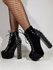 Bottines à talons épais et bout rond pour femmes