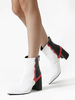 Bottines à Talons Vernies Bicolore à Talons Hauts Femme à Cuir Synthétique avec Bout Pointu avec Imprimé animalier Bottines Femme