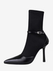 Bottines Anlke noires pour femmes bout pointu détail boucle bottines à talons aiguilles