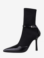 Bottines Anlke noires pour femmes bout pointu détail boucle bottines à talons aiguilles