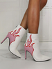 Bottines blanches en cuir Synthétique bout pointu imprimé bottines à talons hauts pour femmes