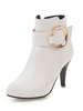 Bottines blanches femmes bout pointu bottines à talons hauts