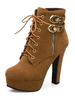 Bottines brunes en daim Bottines à talons hauts à lacets