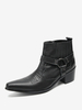 Bottines Chelsea Hommes En Cuir De Vachette Noir À Bout Pointu Vintage