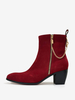 Bottines Chelsea Hommes En Micro-Suède Bordeaux Avec Bout Pointu Chaîne