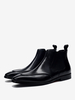 Bottines Chelsea Martin noires à bout rond en cuir de vache pour hommes