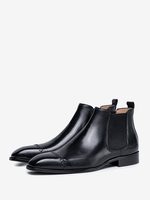 Bottines Chelsea noires à bout carré pour homme en cuir de vache bottines de mariage pour bal de fin dannée