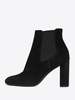 Bottines Chelsea noires femmes à bout pointu et à talons épais chaussures