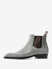 Bottines Chelsea pour hommes en cuir de vache gris clair à bout rond et à la cheville