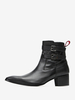 Bottines Chelsea pour hommes en cuir de vache noir à bout pointu et boucle pour bal de promo