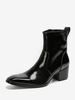 Bottines Chelsea pour hommes en cuir de vachette noir à bout carré et bottines courtes