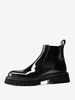Bottines Chelsea pour hommes en cuir de vachette verni noir bout rond semelle épaisse bottines Martin