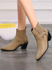 Bottines Cloutées à Mi-talons Femmes en en Cuir Synthétique avec Bout Pointu Unicolore Cow-Boy Bottines Femme