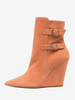 Bottines compensées en daim bottes à bout pointu avec boucle
