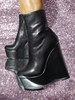 Bottines en cuir PU à bout rond et talon compensé pour femmes