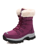 Bottines en Neiges Femmes avec Plateforme Hiver en Fausses Fourrures à Lacets avec Bout Rond Chaud et Comfortable Bicolores