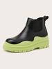 Bottines Eric White Boot pour femmes; bout rond; talon épais; bottines en cuir PU