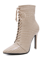 Bottines femme à imprimé croco bout pointu talon aiguille 4.1 "bottillons