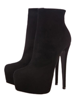 Bottines femme à talon haut à bout rond en daim