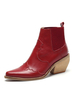 Bottines Femme Artwork Bout Pointu Chiot Talon Cuir de Vachette Bottines Rouges